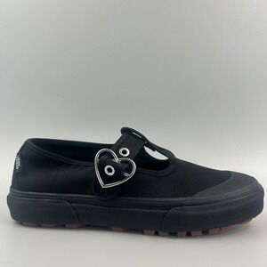 Vans Style 93 Mary Jane Women Size 7.5 Black Canvas Heart Buckle Shoes NEW
